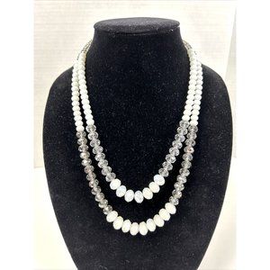 ALI KHAN New York Faceted Clear, Smoked and White AB Crystal Beads Necklace